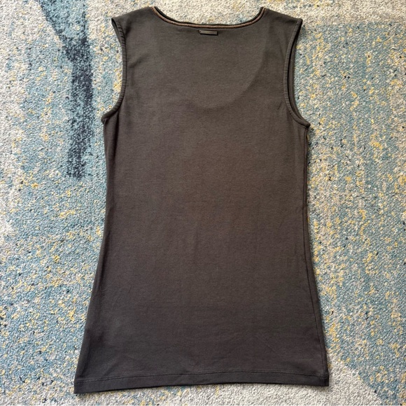Fabiana Filippi Metallic Neckline Sleeveless Knit Top Taupe Brown Italian Luxury - Picture 4 of 9